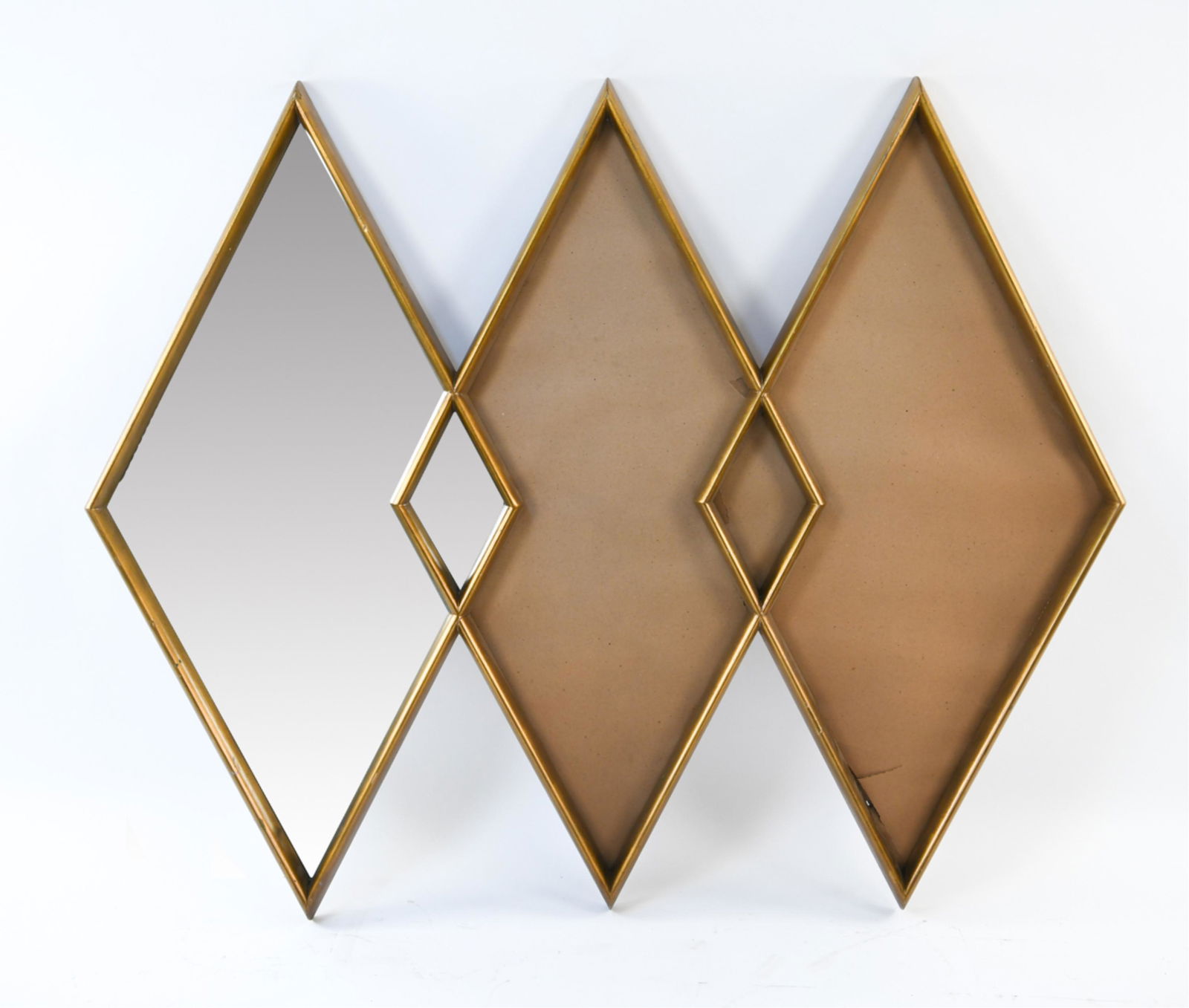 MID-CENTURY GILT DIAMOND MIRROR (1 of 9)