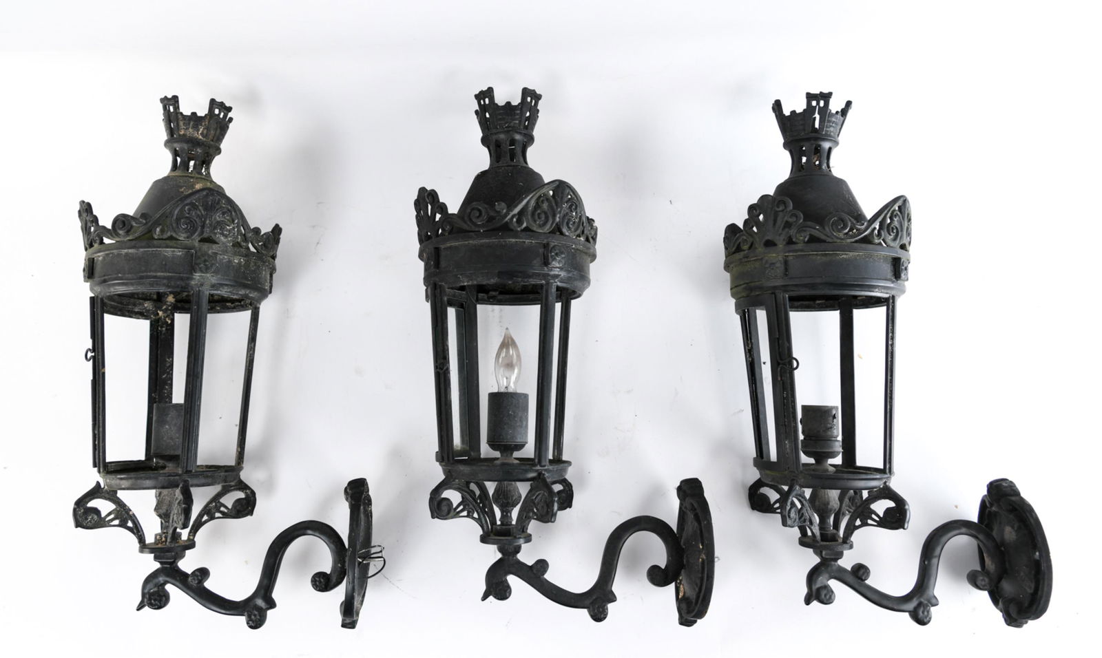 (3) 20TH C. OUTDOOR IRON LANTERNS (1 of 13)
