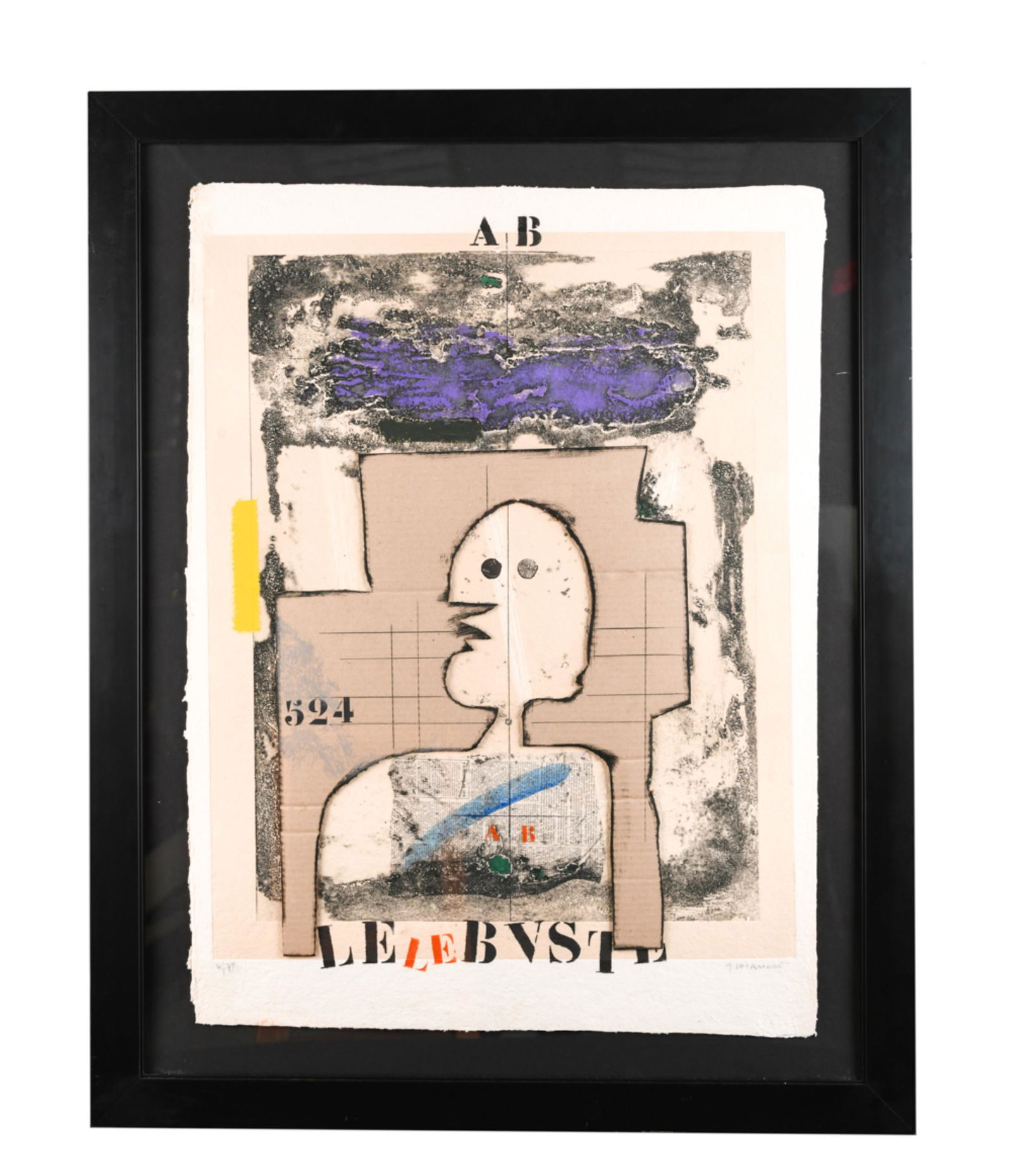 JAMES COIGNARD CARBORUNDUM ETCHING: Editioned and signed, 4/78,79?. Dimensions: (Frame) H 48.75" x W 38.75", (Paper) H 39" x W 29.5" Condition: Light handling wear to frame including a small corner chip upper left.