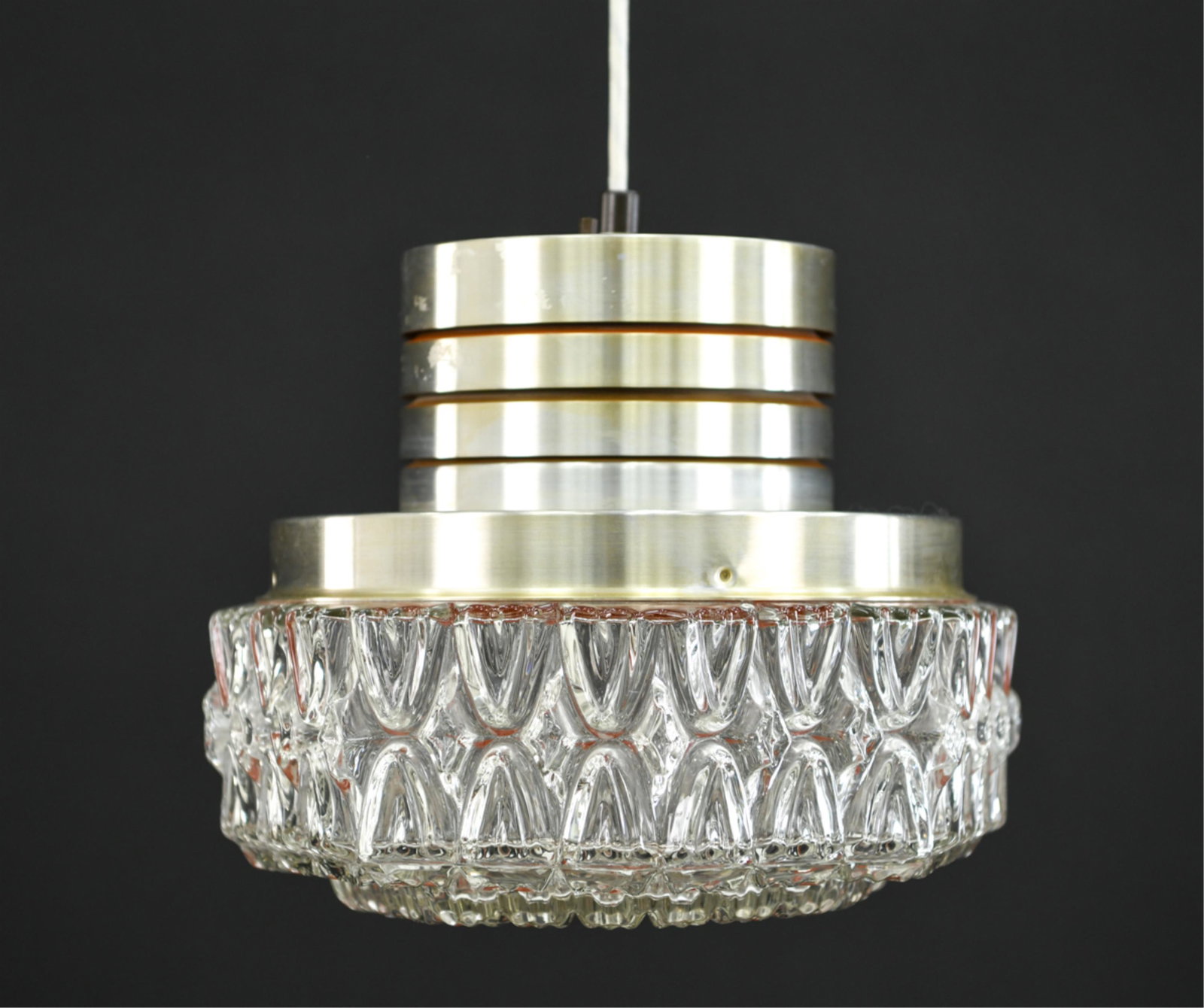 ORREFORS LYFA PENDANT LIGHT: Dimensions: (Pendant) H 10" x Dia. 12" Condition: Not tested. Light signs of age and use. H124