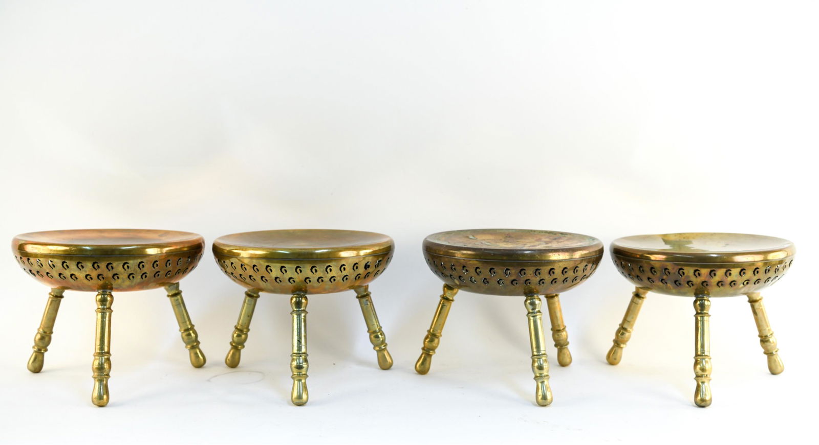 (4) BRASS MIDDLE EASTERN FOOT WARMING STOOLS (1 of 13)