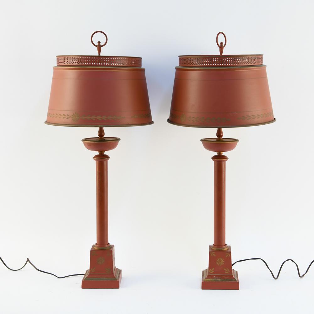PAIR OF TOLE DECORATED LAMPS (1 of 11)
