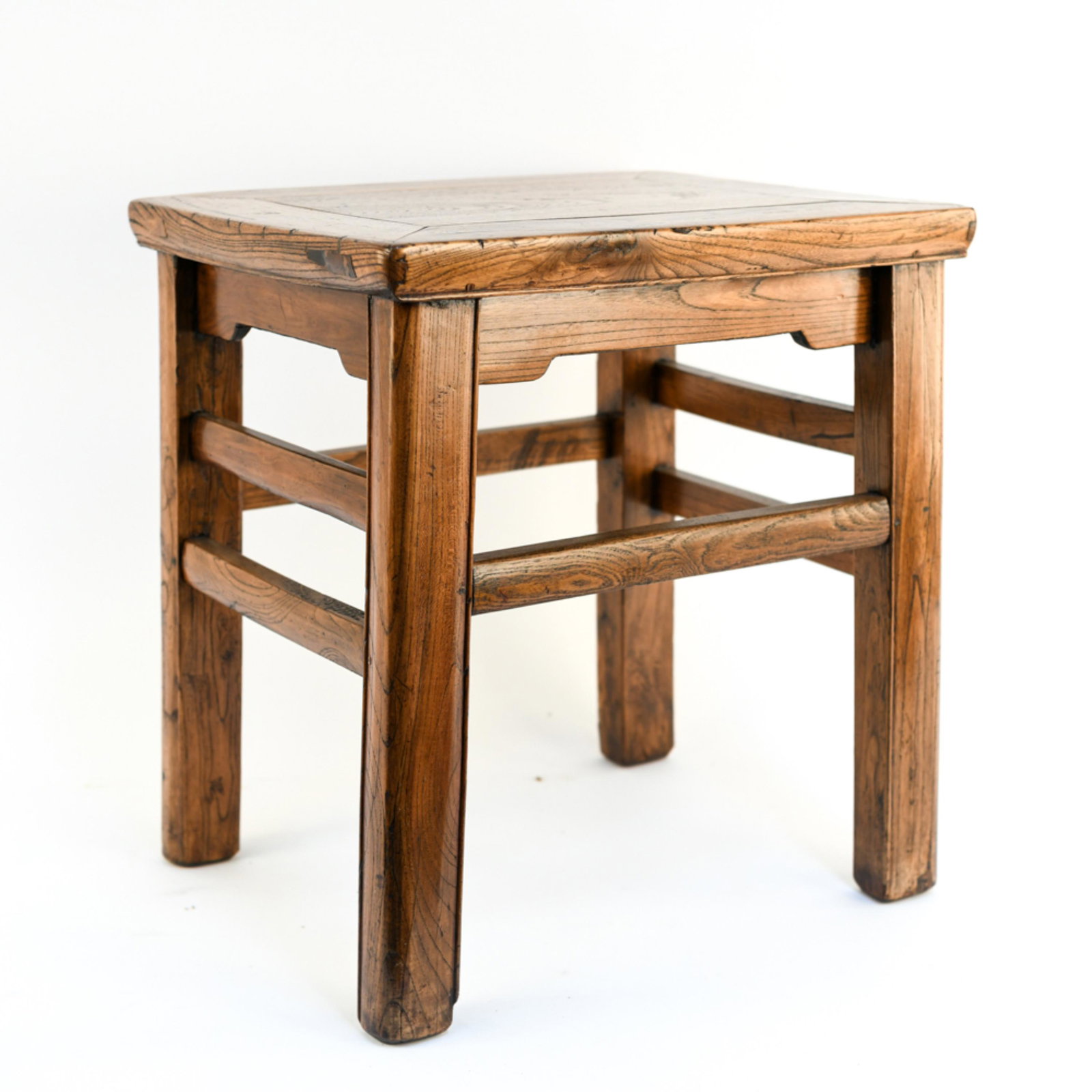 ASIAN WOODEN SIDE TABLE: Dimensions: H 19.5" x W 18" x D 14.75" Condition: Wear consistent with age and use.