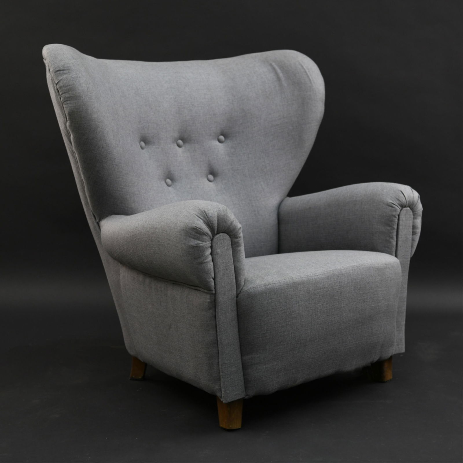 DANISH FLEMMING LASSEN STYLE EASY CHAIR: Dimensions: H 36" x W 38" x D 40" Condition: Newly upholstered. H220