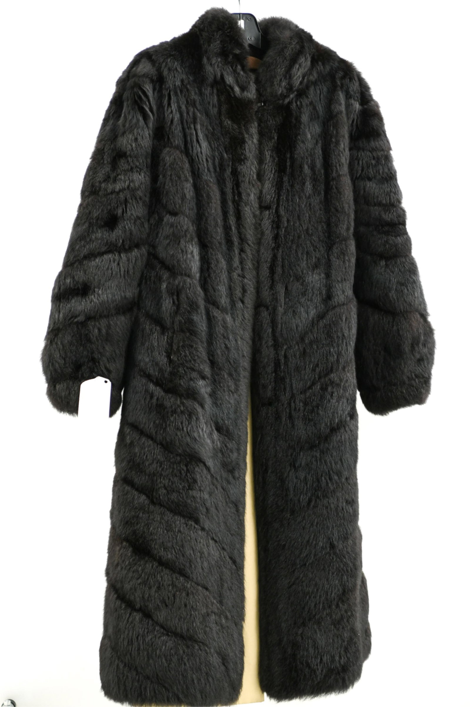 FUR TRENCH COAT: Dimensions: L 54" x W 37" x Sleeve: 30" Condition: Showing signs of use, used.