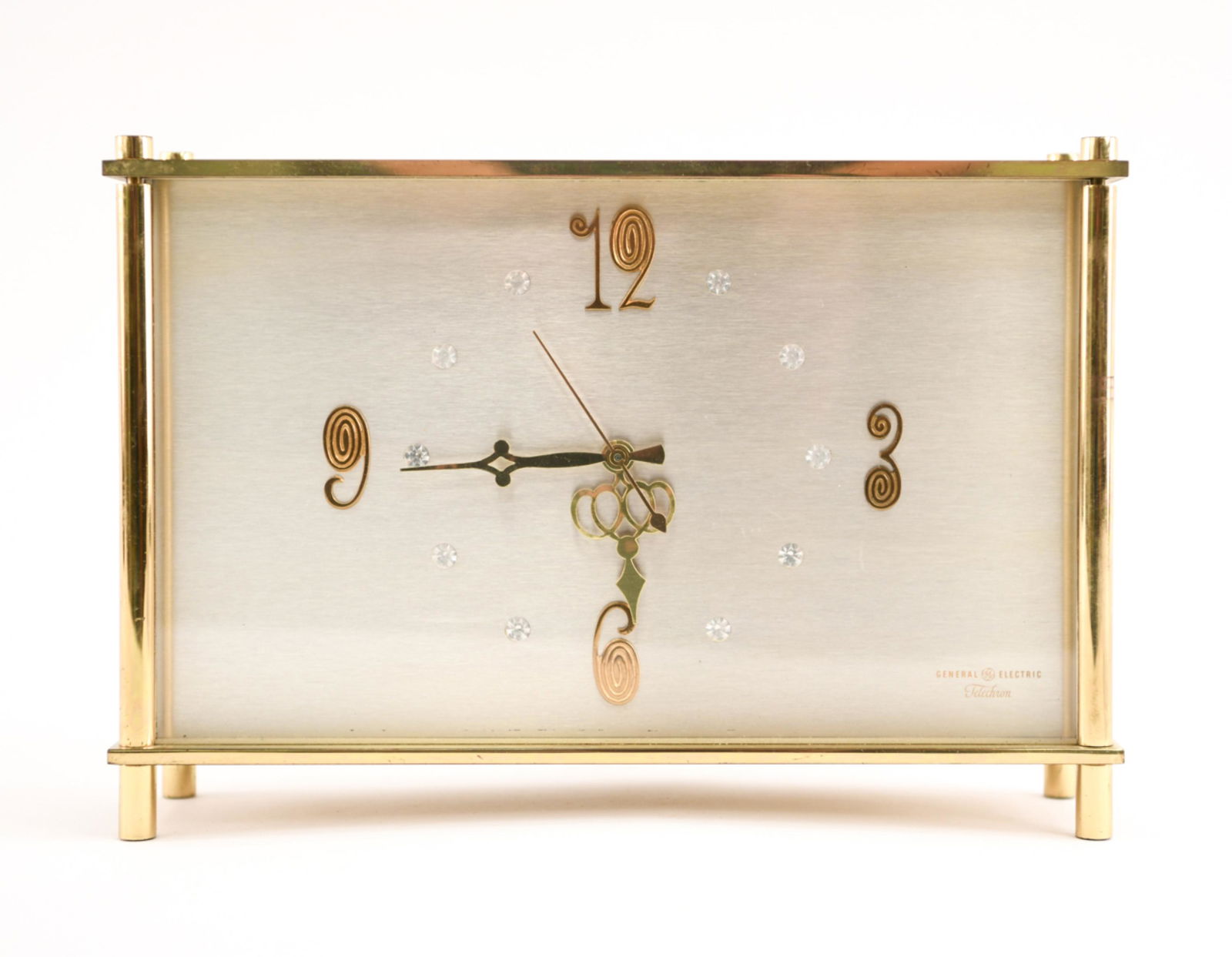 GENERAL ELECTRIC TELECHRON CLOCK MODEL # 2A: Dimensions: H 8.25" x W 11.75" x D 3" Condition: Functional. Handling wear consistent with age and use.