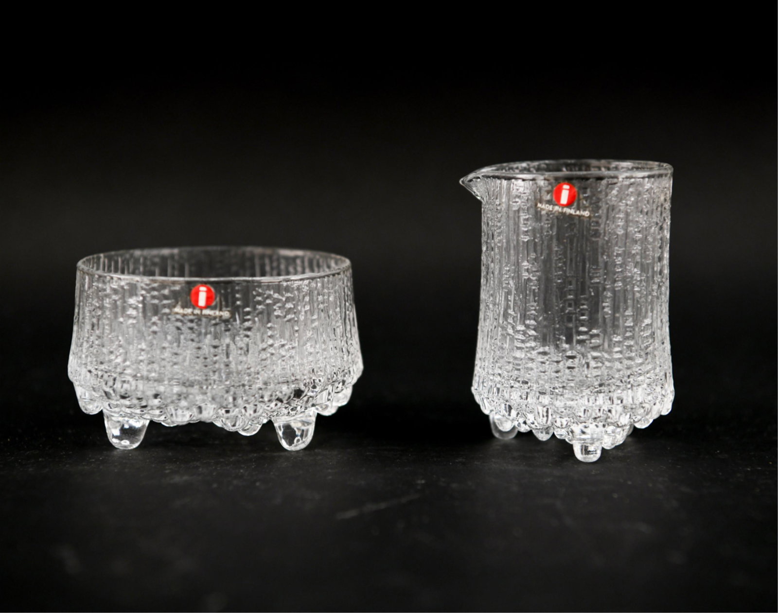 IITTALA ULTIMA THULE TAPIO WIRKKALA SUGAR CREAMER: Dimensions: (In box) H 2.5" x W 5.75" x D 3.5" Condition: No issues to note.