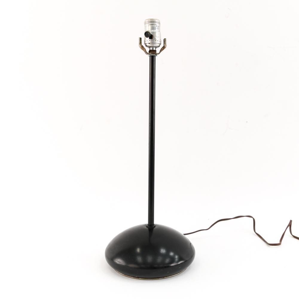 ROBERT SONNEMAN TEARDROP FORM TABLE LAMP: C. 1960. Remnants of label on fixture. Dimensions: H 20" x D 7.75" Condition: Handling wear including a couple light scratches and nicks. Tested, working.