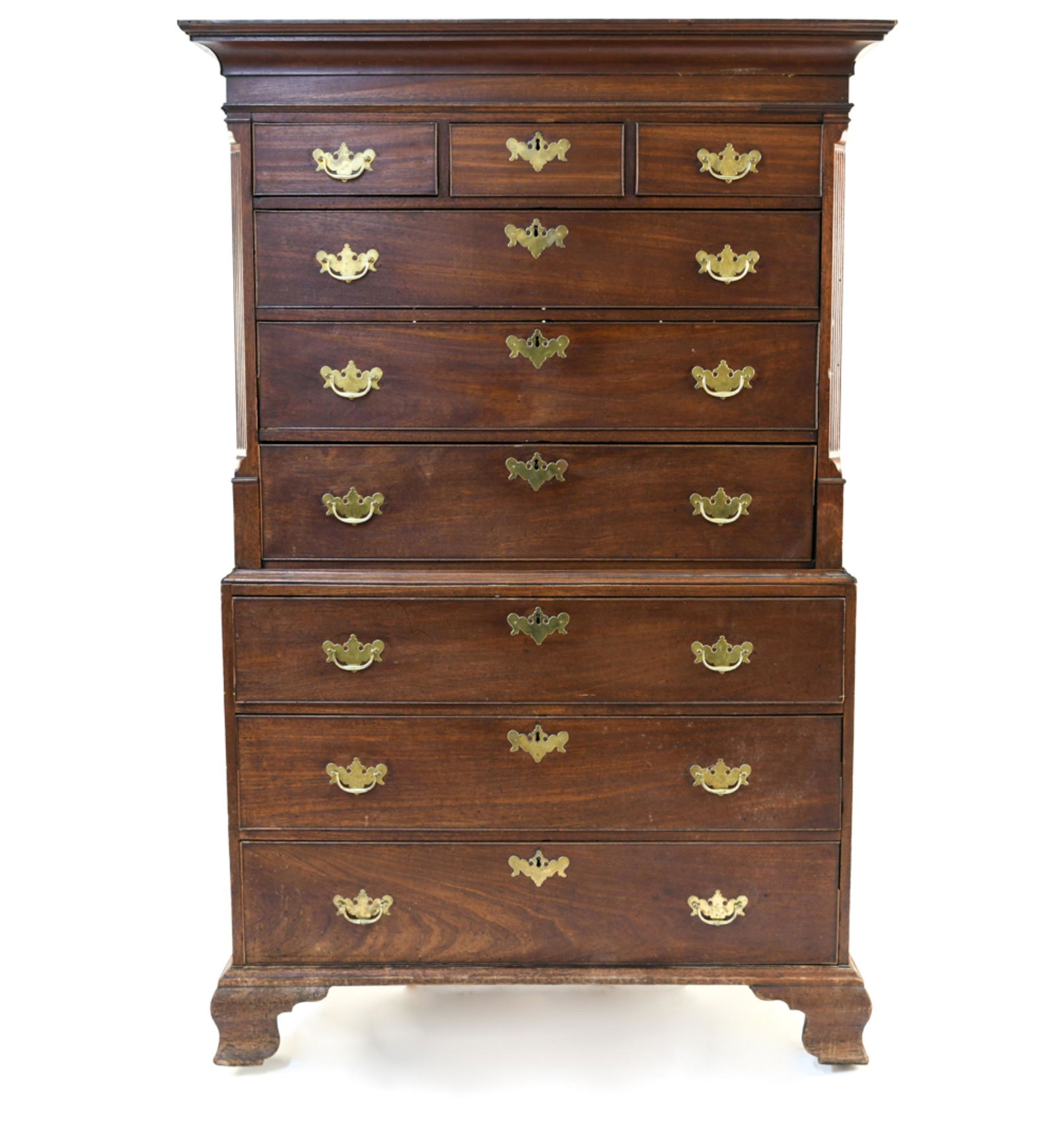 18TH C. AMERICAN MAHOGANY AND PINE CHEST ON CHEST (1 of 17)