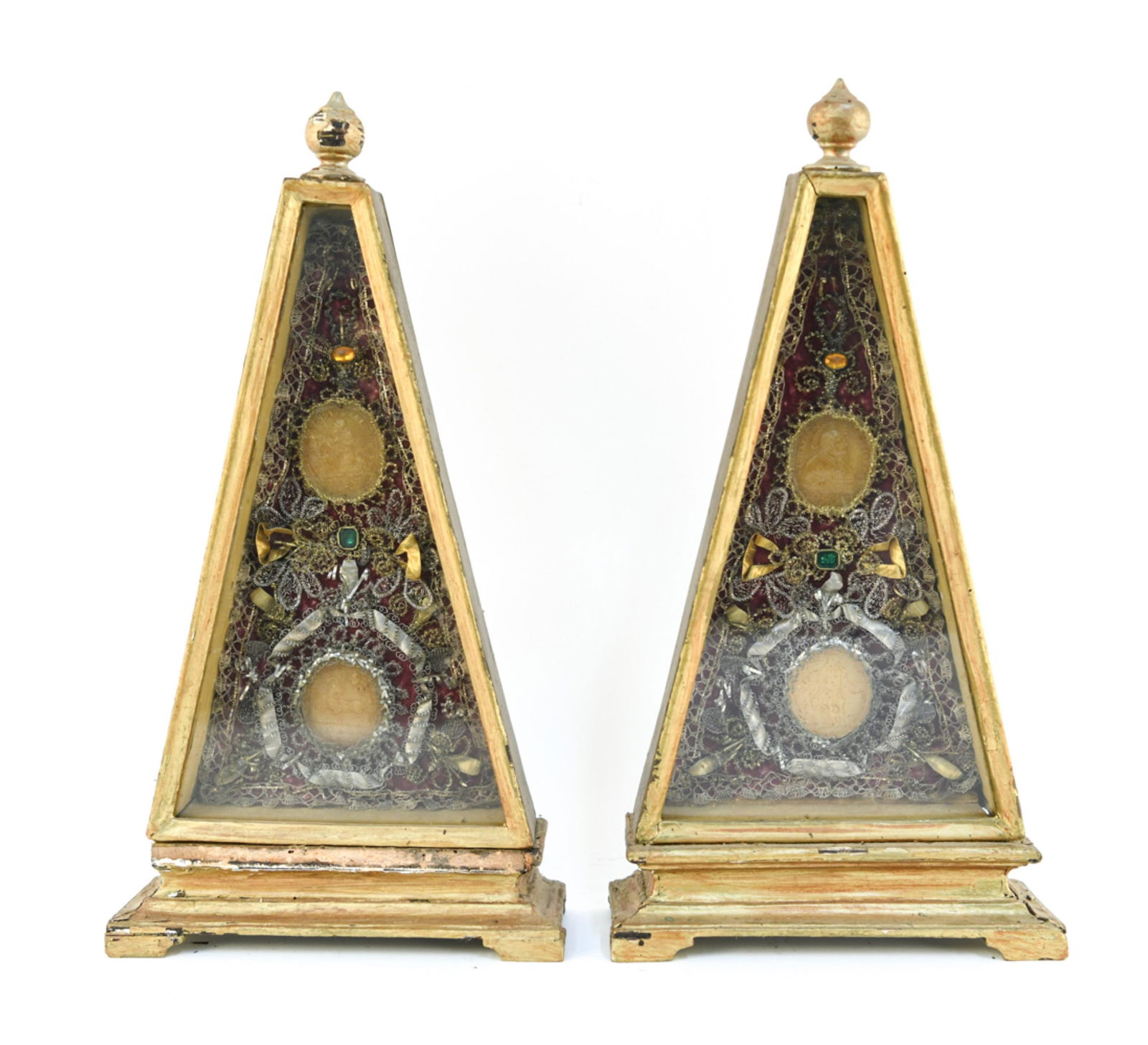 PAIR 18TH CENTURY PYRAMIDAL RELIQUARIES (1 of 12)