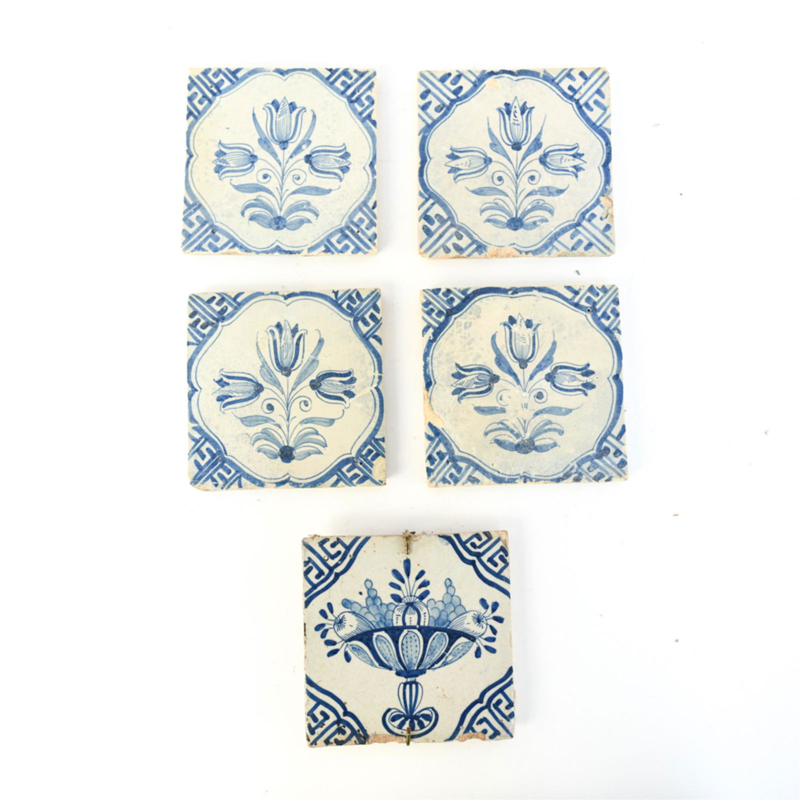 (5) 17TH / 18TH C. DELFT FLORAL TILES (1 of 13)