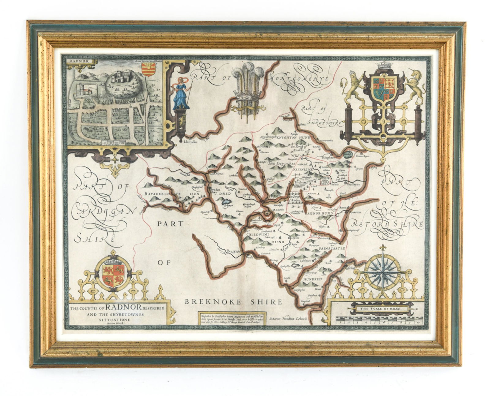 JOHN SPEED COPPERPLATE MAP RADNOR, C1610 (1 of 11)