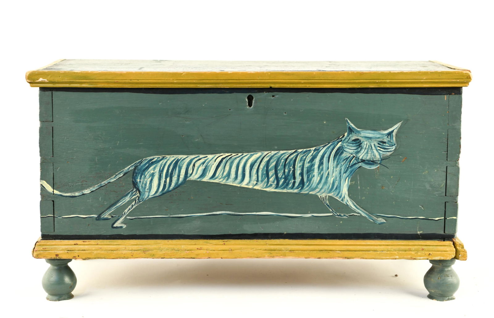 19TH C. FOLK PAINTED CAT TRUNK (1 of 15)