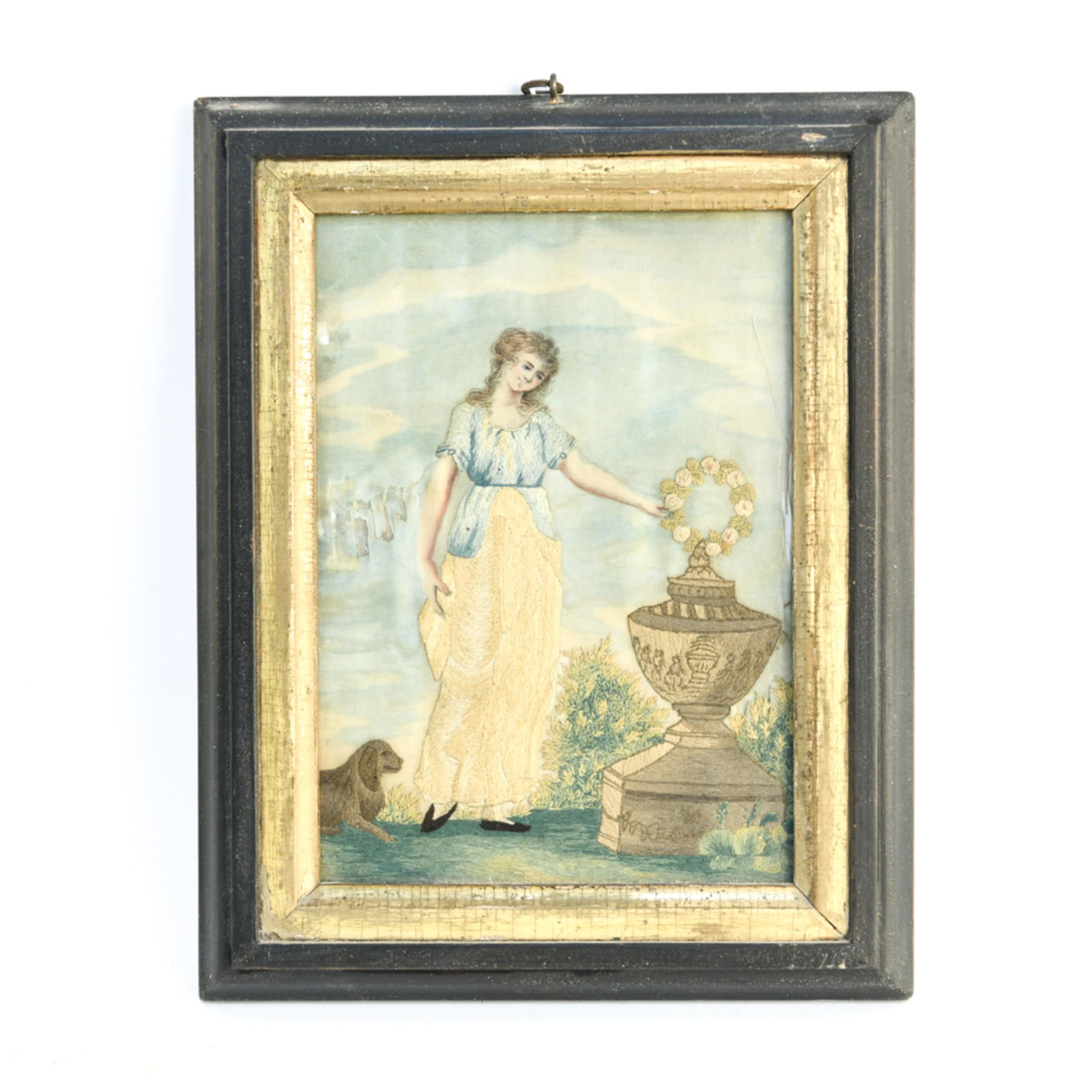 18TH / 19TH C SILKWORK MEMORIAL EMBROIDERY (1 of 7)