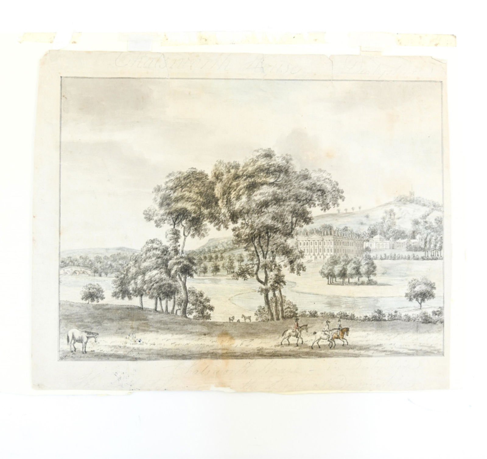 18TH C. BRITISH WATERCOLOR CHATSWORTH HOUSE (1 of 9)
