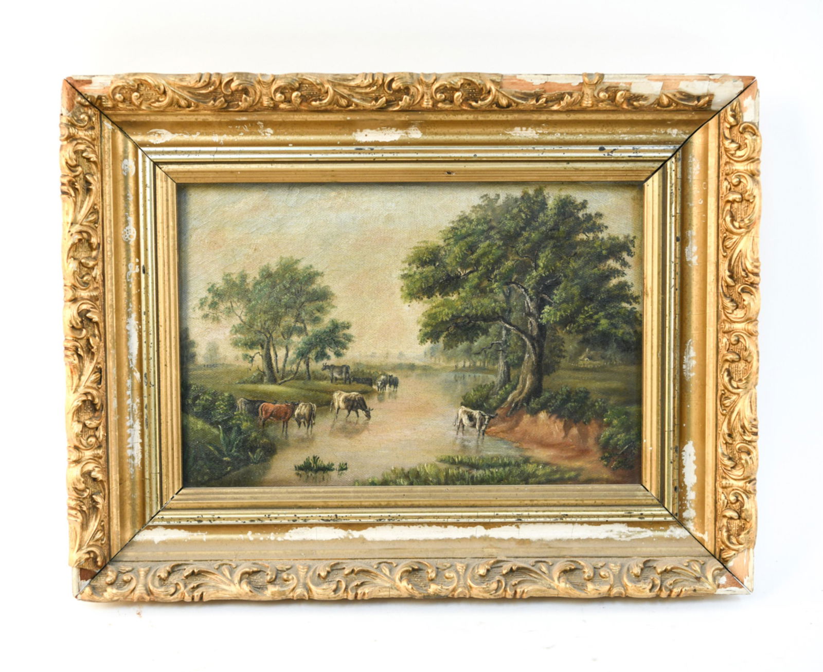 19TH C. HUDSON FOLK ART LANDSCAPE O/C (1 of 8)