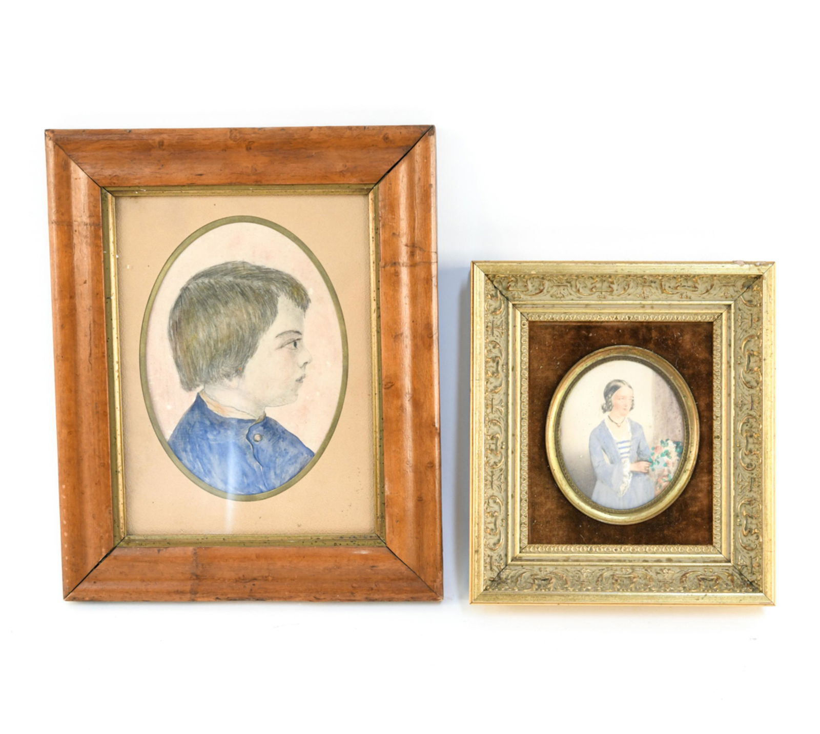 (2) 19TH C. WATERCOLOR PORTRAITS (1 of 8)