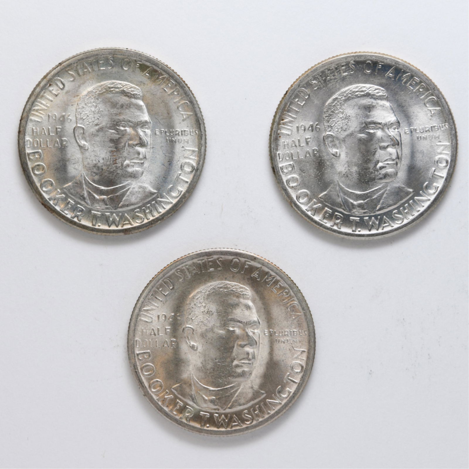 (3) 1946 PDS BOOKER / WASHINGTON 50C GRADED MS-63 (1 of 2)