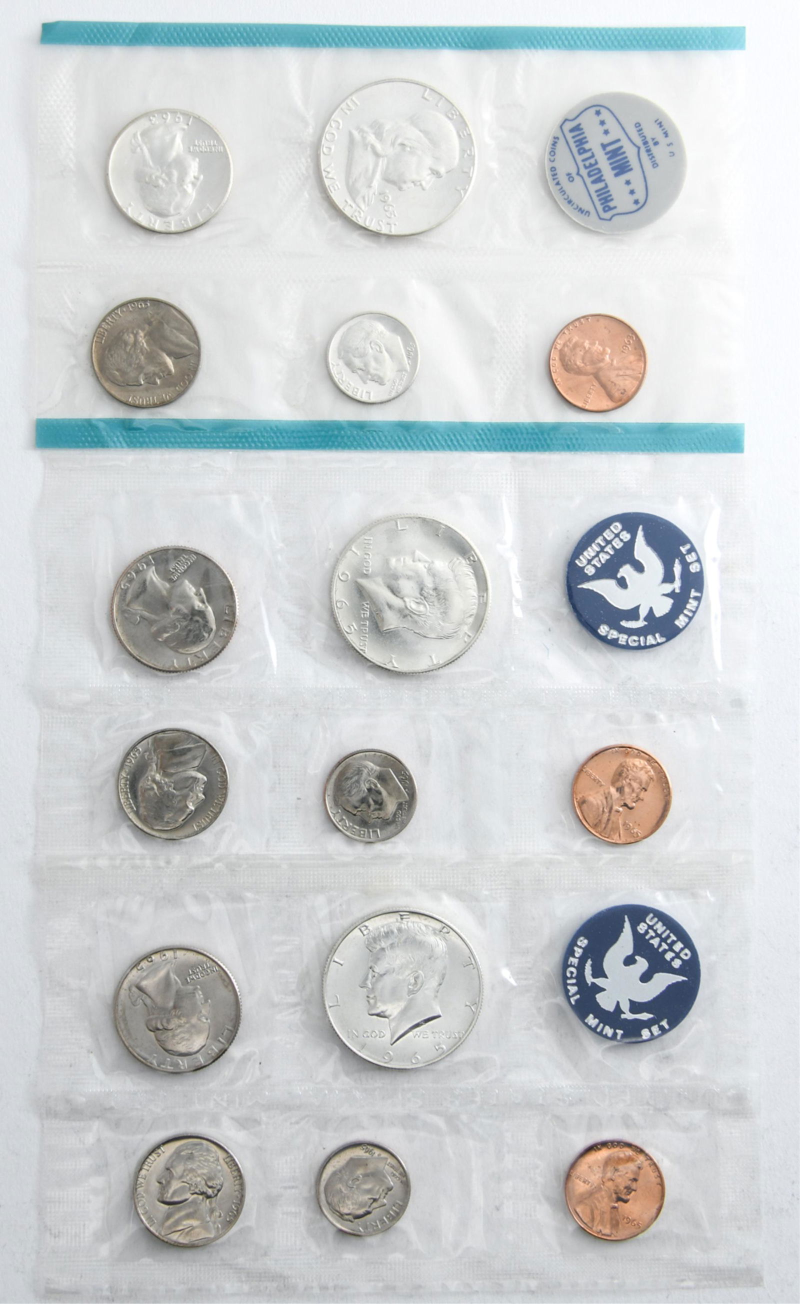 (2) 1965 US MINT SETS + (1) 1963 US MINT SET (1 of 8)