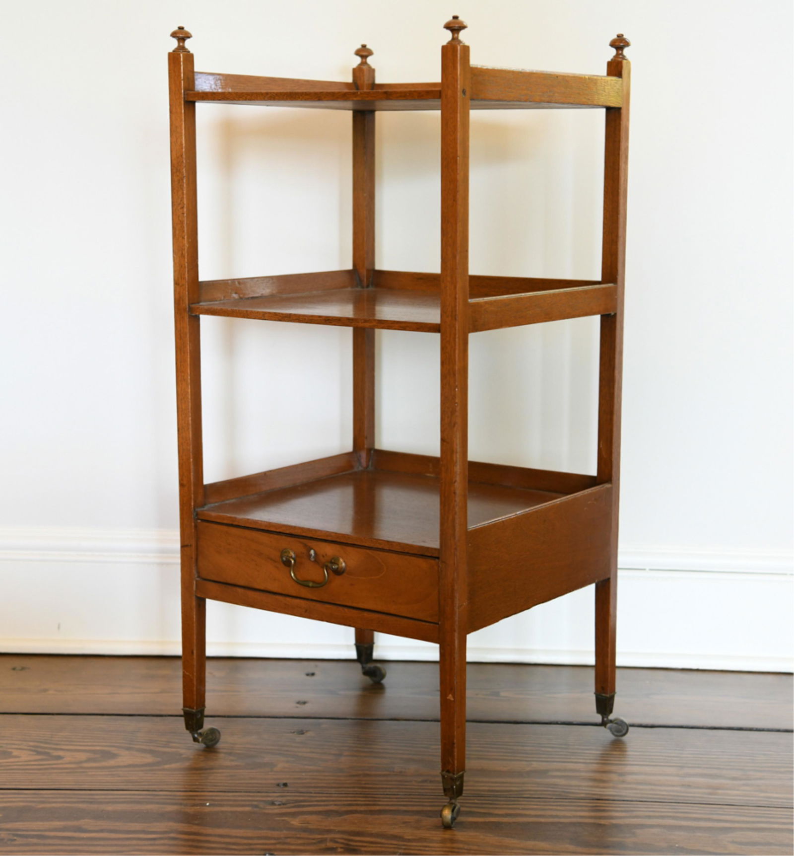 VINTAGE WALNUT 3 TIER SERVING TABLE (1 of 7)
