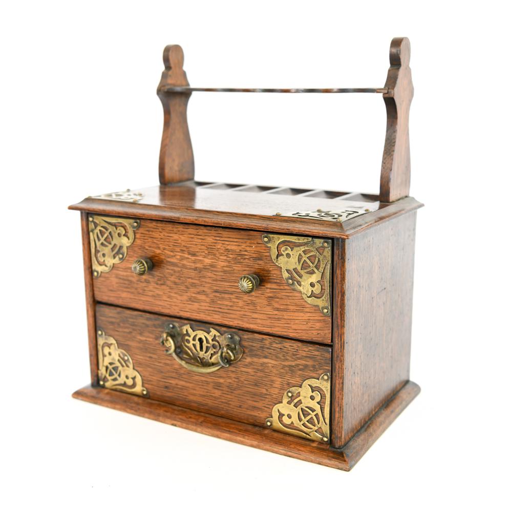 C. 1900 ARTS AND CRAFTS PIPE HOLDER CABINET (1 of 10)