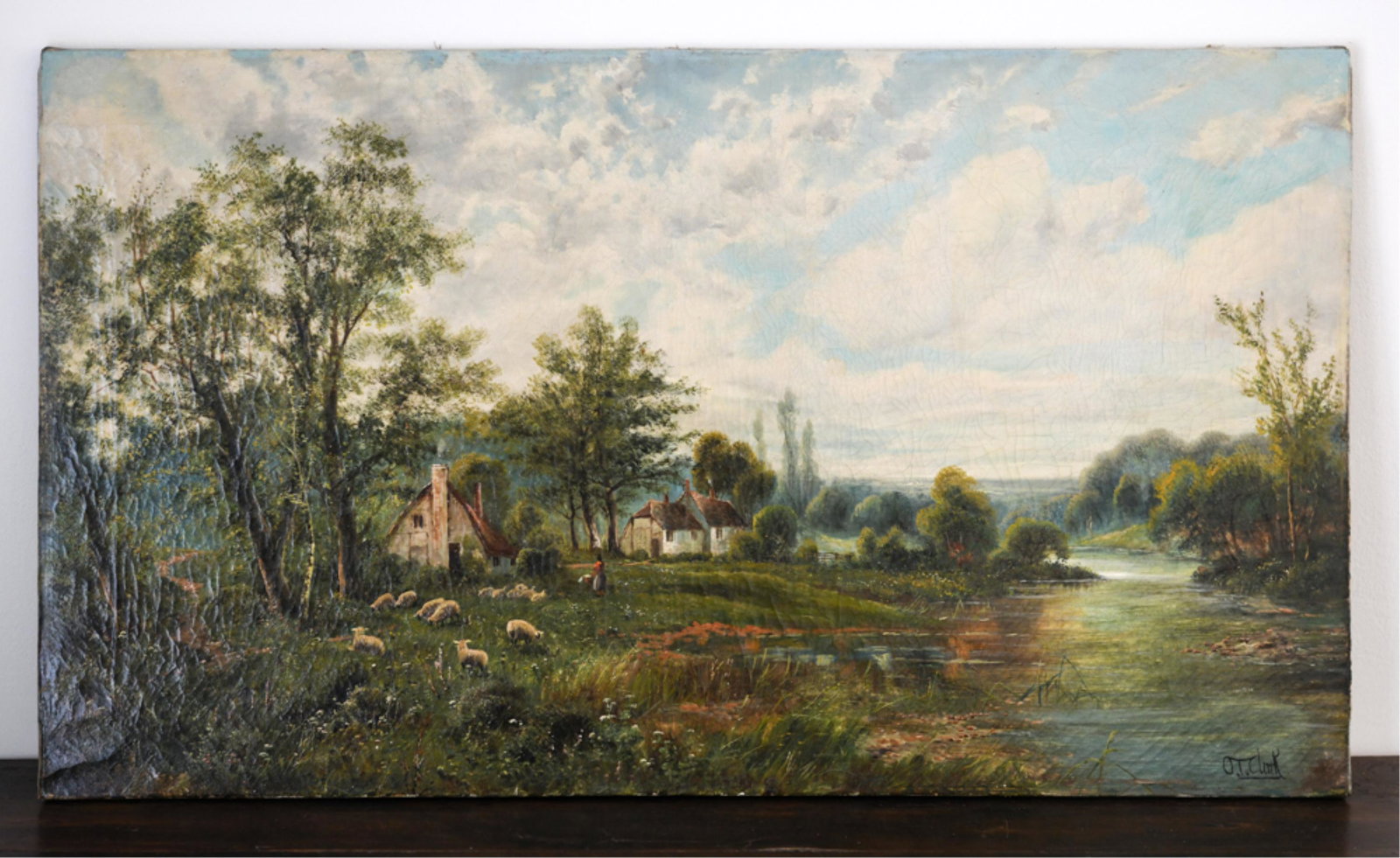 19TH C. LANDSCAPE WITH VILLAGE O/C (1 of 9)