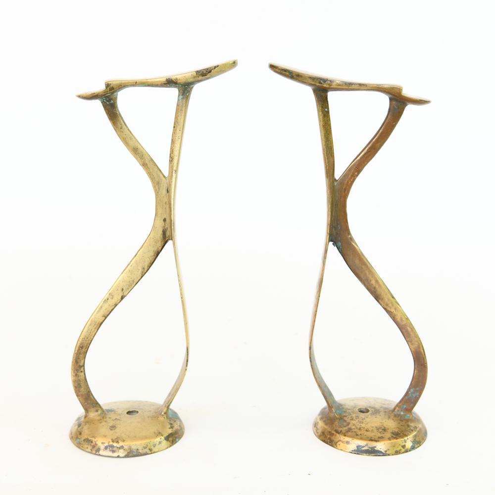 PAIR OF VINTAGE BRASS SHOE SHINE / COBBLER STANDS (1 of 8)