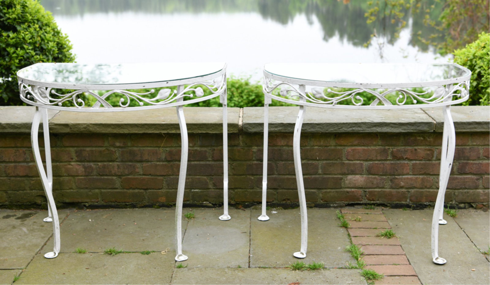 PAIR OF CAST ALUMINUM OUTDOOR CONSOLE TABLES (1 of 13)