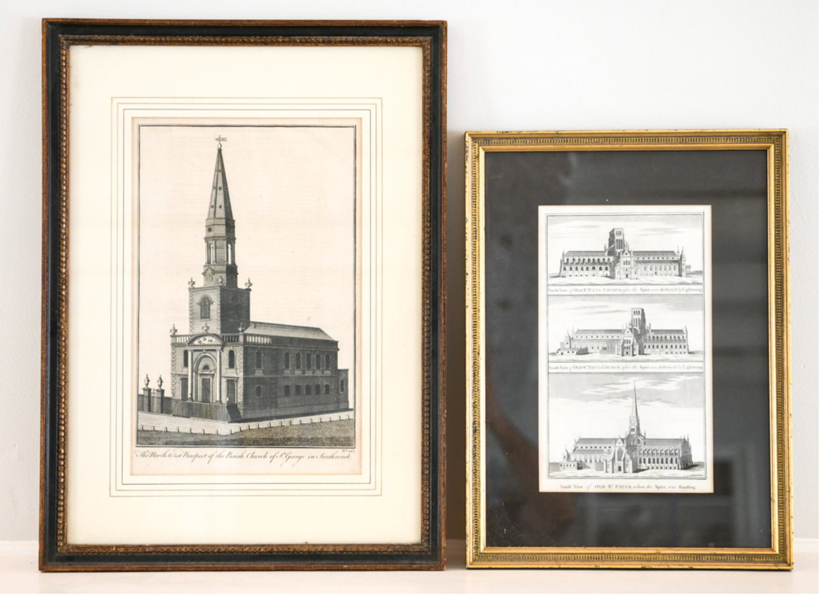 (2) 18TH C. BRITISH ENGRAVINGS OF CHURCHES (1 of 8)