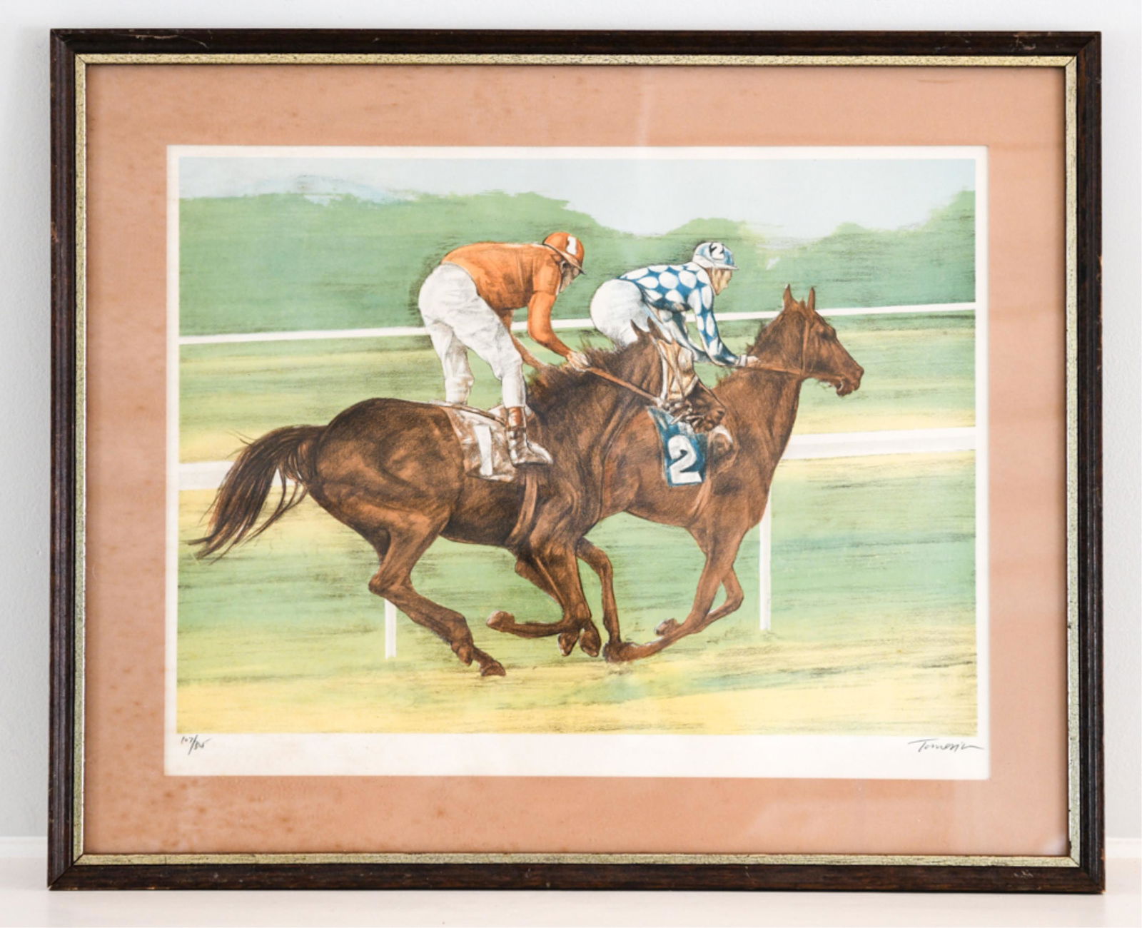 MID-CENTURY LITHOGRAPH OF A HORSE RACE (1 of 9)