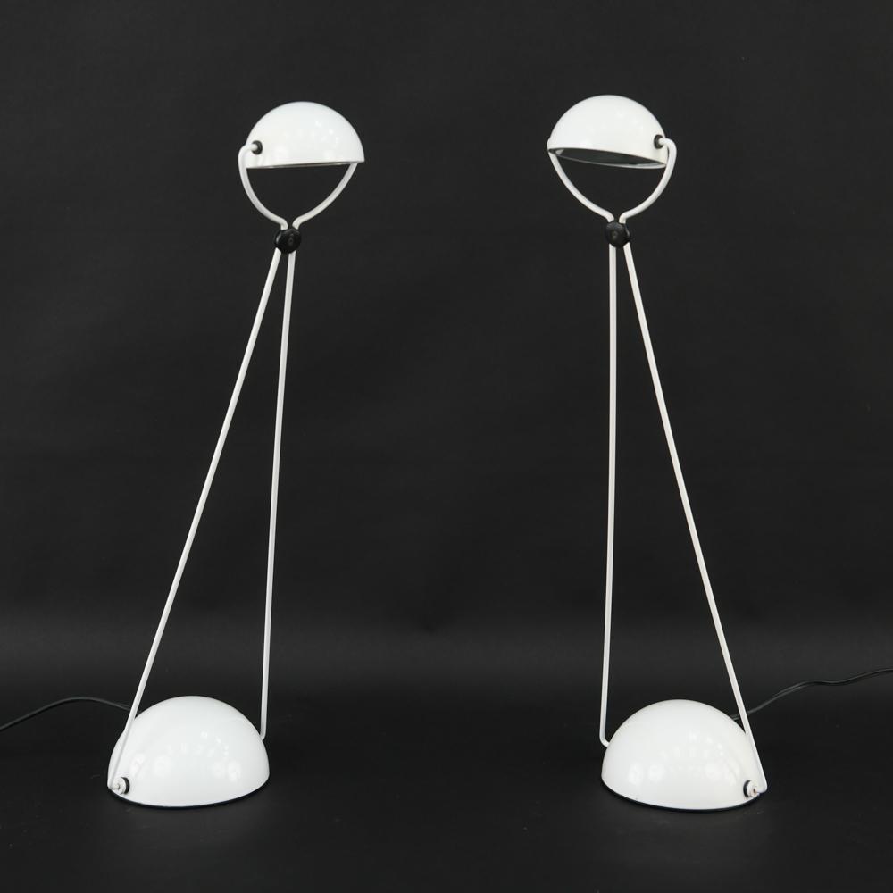 PAIR OF STEFANO CEVOLI MERIDIANA VERMEZZO LAMPS: Marked underneath. Dimensions: H 21" x Dia. 6" Condition: Minor scuff to one. Colors not an exact match. Working, tested.