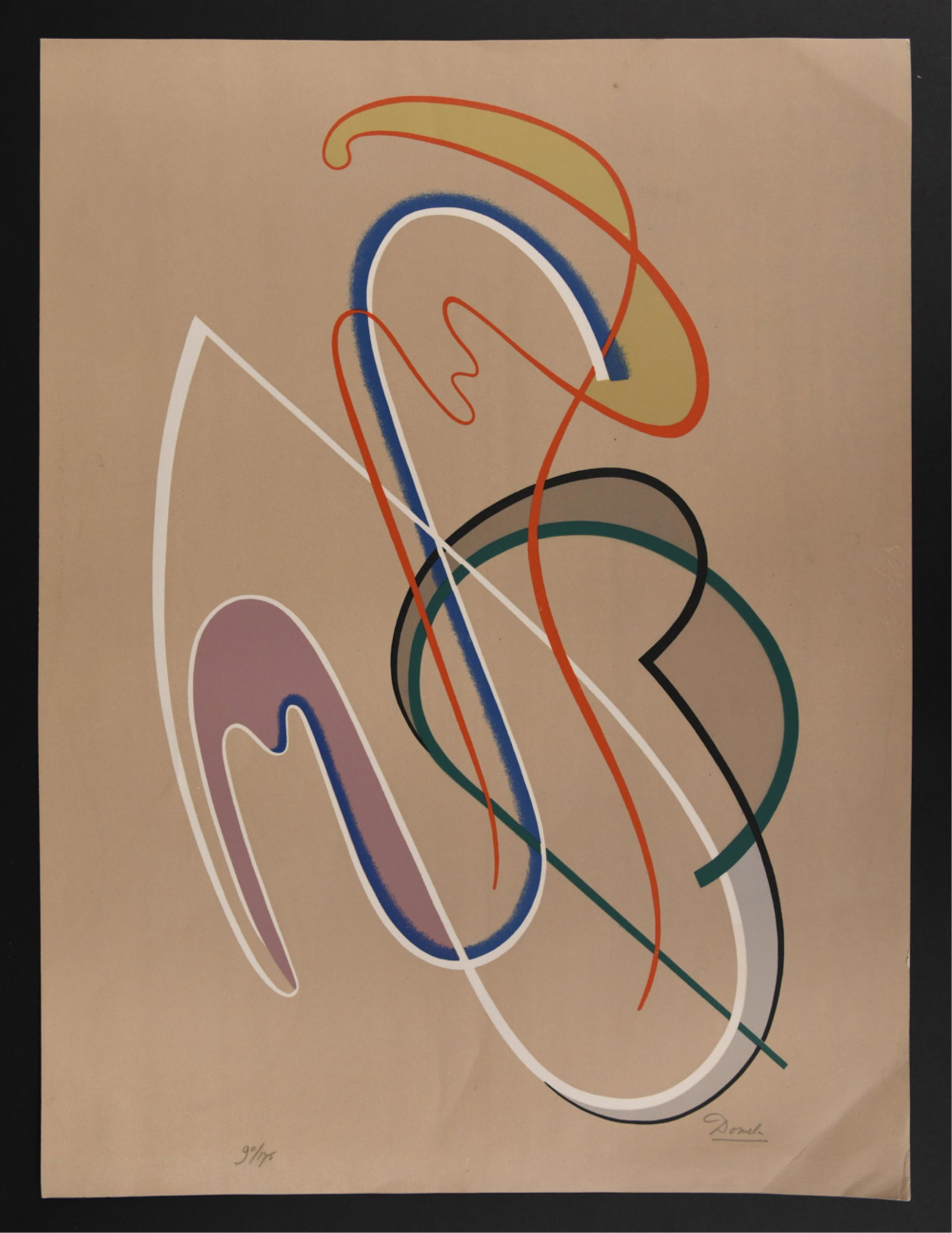 CESAR DOMELA, NETHERLANDS (1900-1992) ABSTRACT: Abstract lithograph. Pencil signed, numbered 90/175. Dimensions: H 28.5" x W 21.25" Condition: Never framed. Few light handling marks and surface marks.