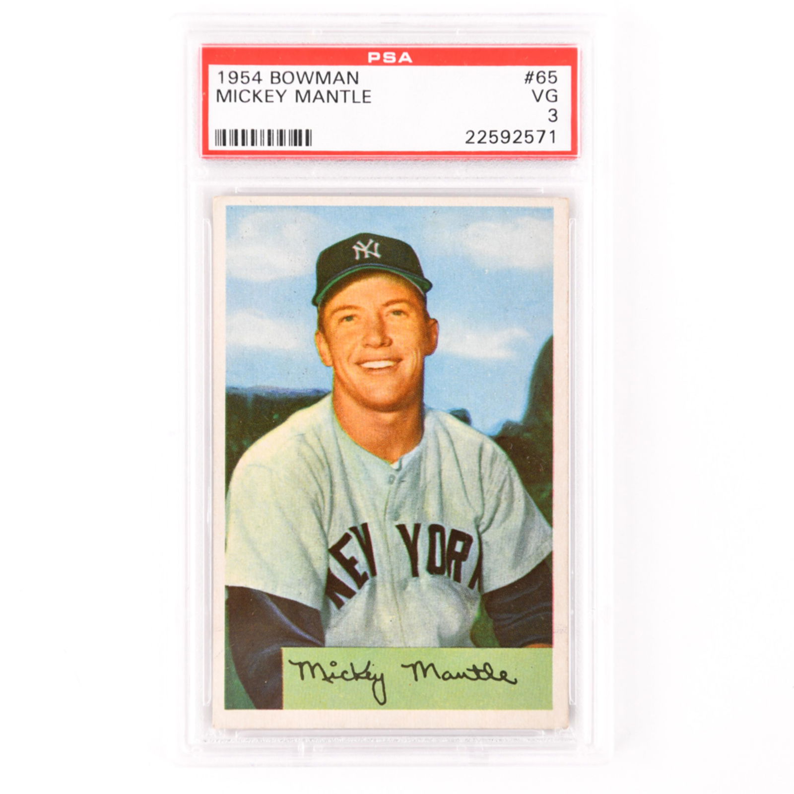 1954 BOWMAN #65 MICKEY MANTLE CARD (1 of 2)