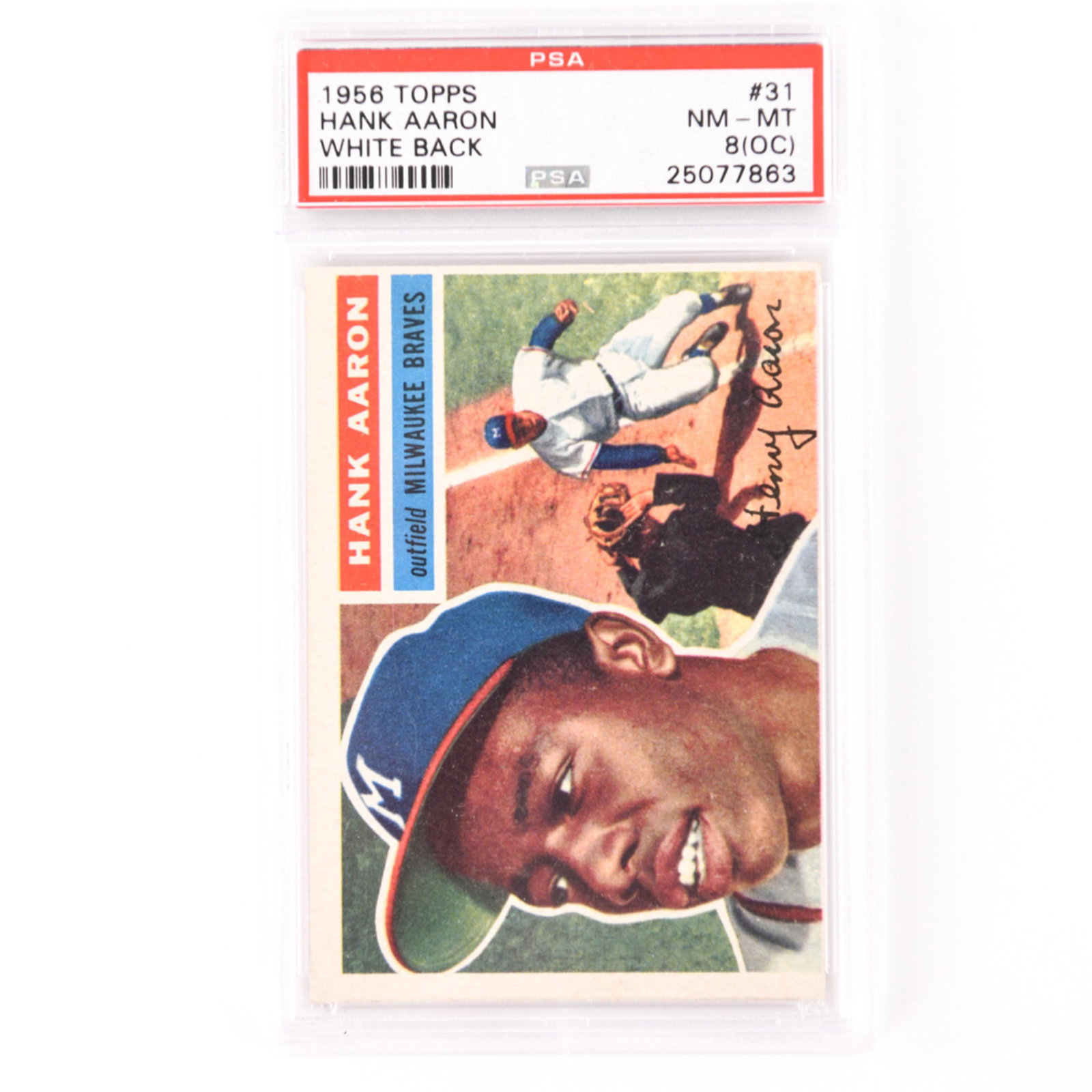 1956 TOPPS #31 HANK AARON WHITE BACK CARD (1 of 2)