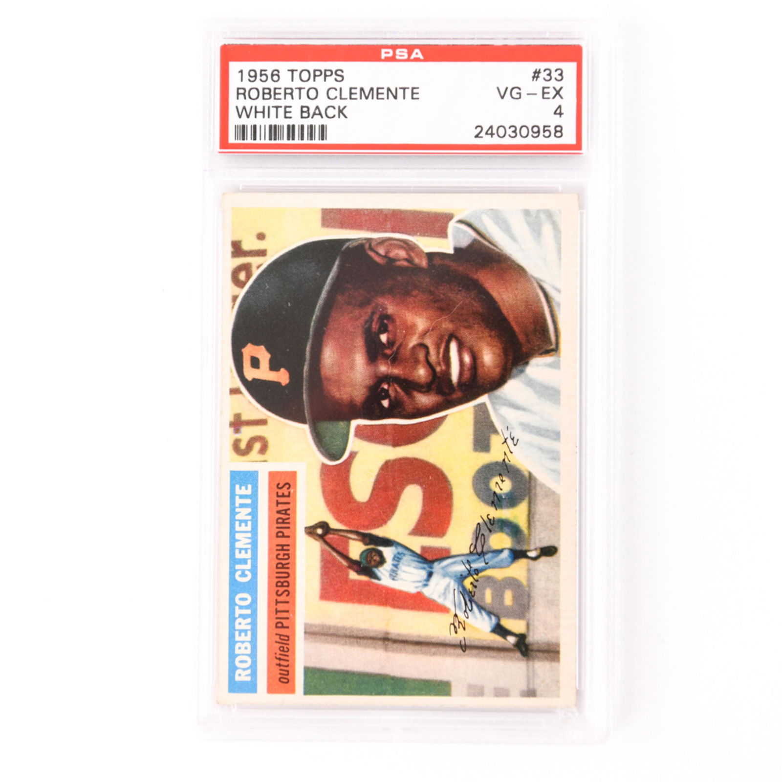 1956 TOPPS #33 ROBERTO CLEMENTE WHITE BACK CARD (1 of 2)