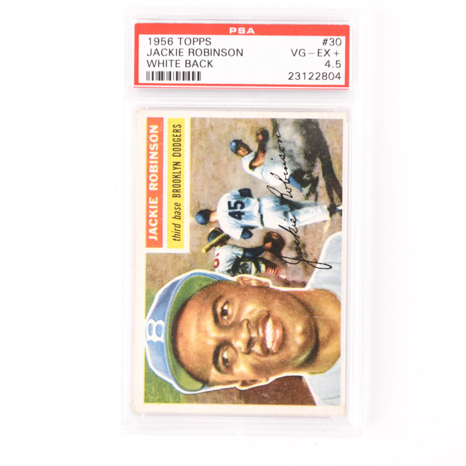 1956 TOPPS #30 JACKIE ROBINSON WHITE BACK CARD (1 of 2)