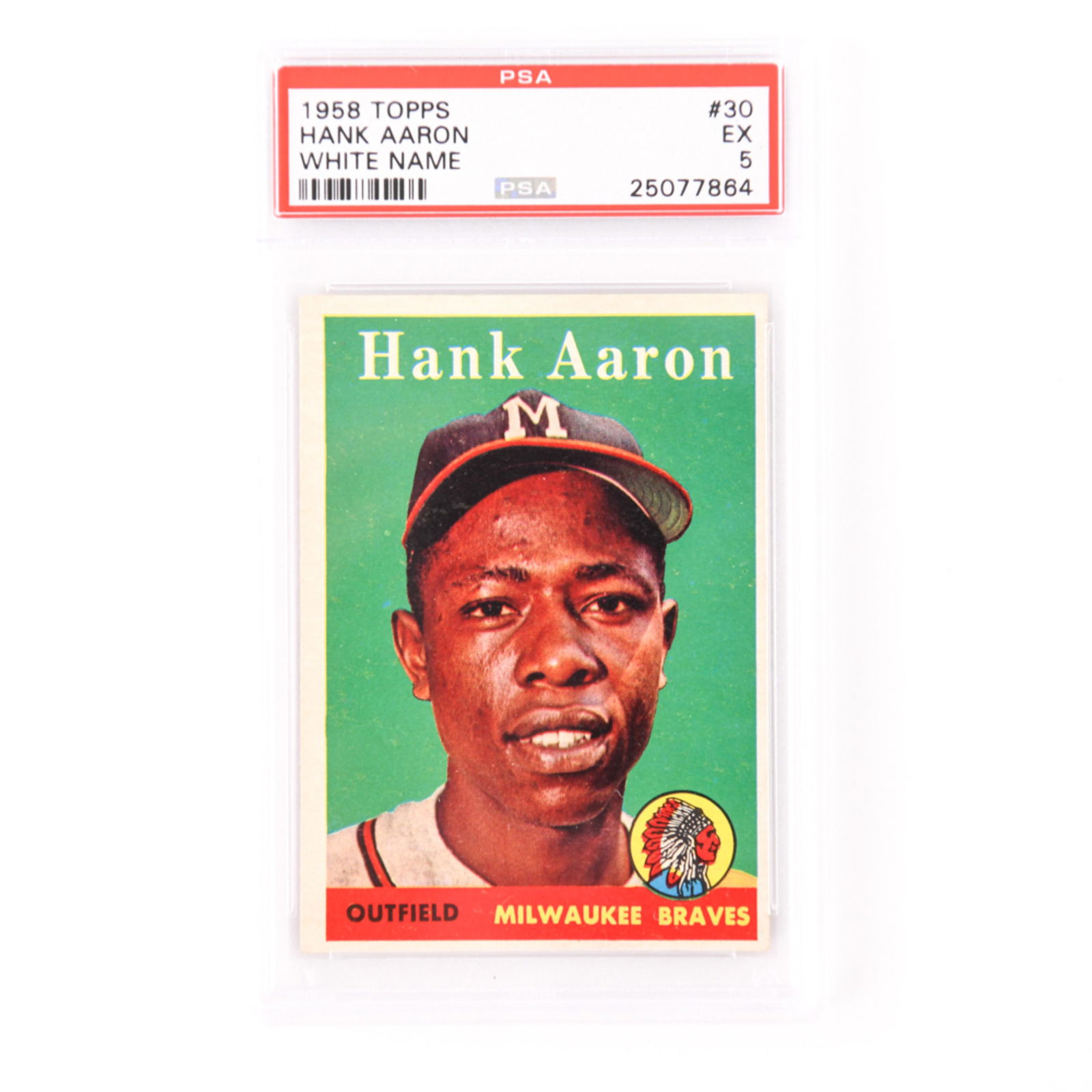 1958 TOPPS #30 HANK AARON WHITE NAME CARD (1 of 2)