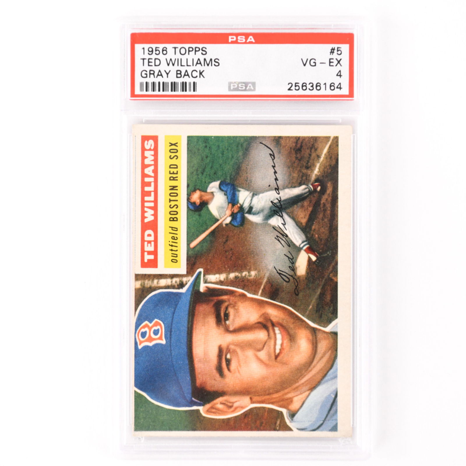 1956 TOPPS #5 TED WILLIAMS GRAY BACK CARD (1 of 2)
