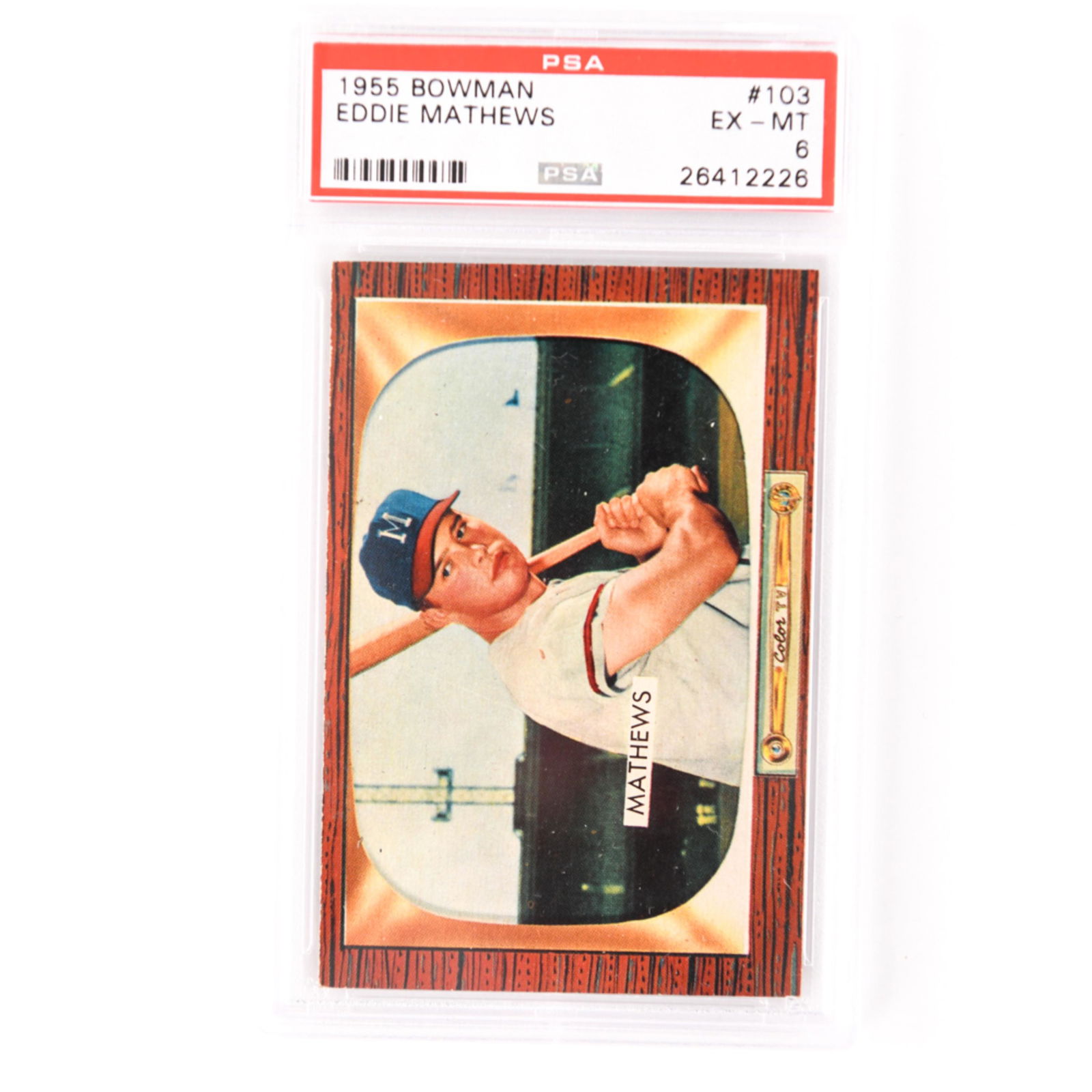 1955 BOWMAN #103 EDDIE MATHEWS CARD (1 of 2)