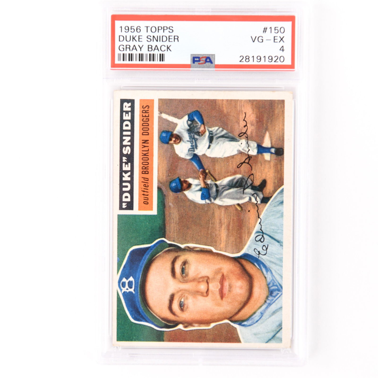 1956 TOPPS #150 DUKE SNIDER GRAY BACK CARD (1 of 2)