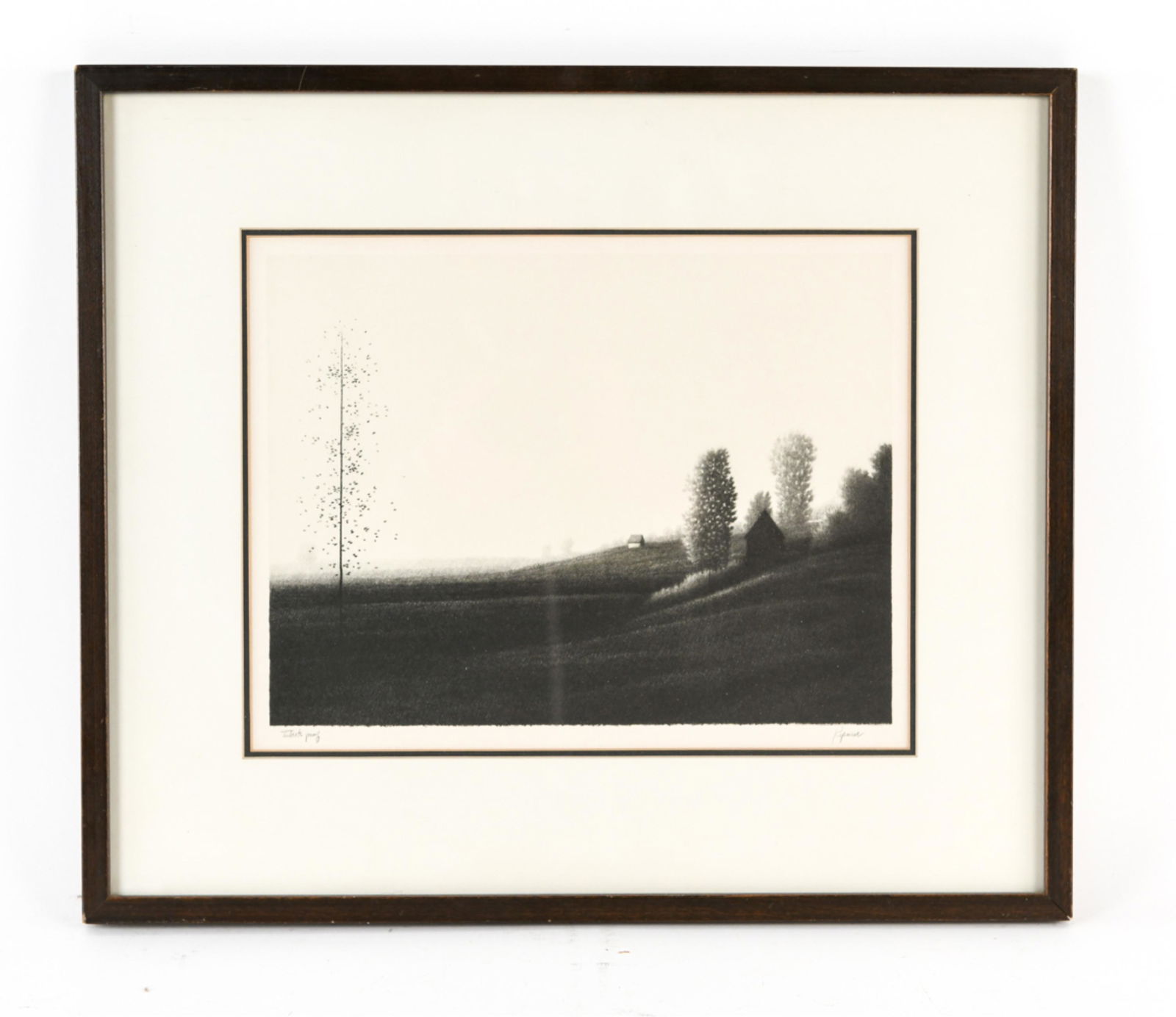 ROBERT KIPNISS (B 1931) SHADOWED FIELDS II MEZZO: Pencil signed mezzotint etching. Noted "artists proof." Dimensions: (Frame) H 18" x W 21" (Sight) H 11' x W 14" Condition: Some rubbing to frame edges.