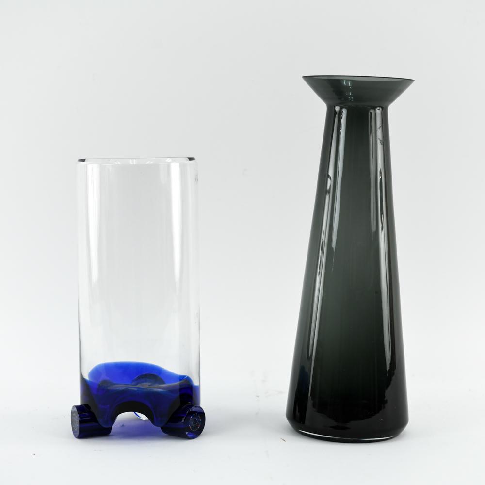 ART GLASS VASES INCLUDING ITALIAN: Including a signed Veart Venezia signed vase W/ Millefiore feet. Dimensions: (Tallest) H 17" x D 6" Condition: Showing a few light scratches and rubs consistent with age and handling.
