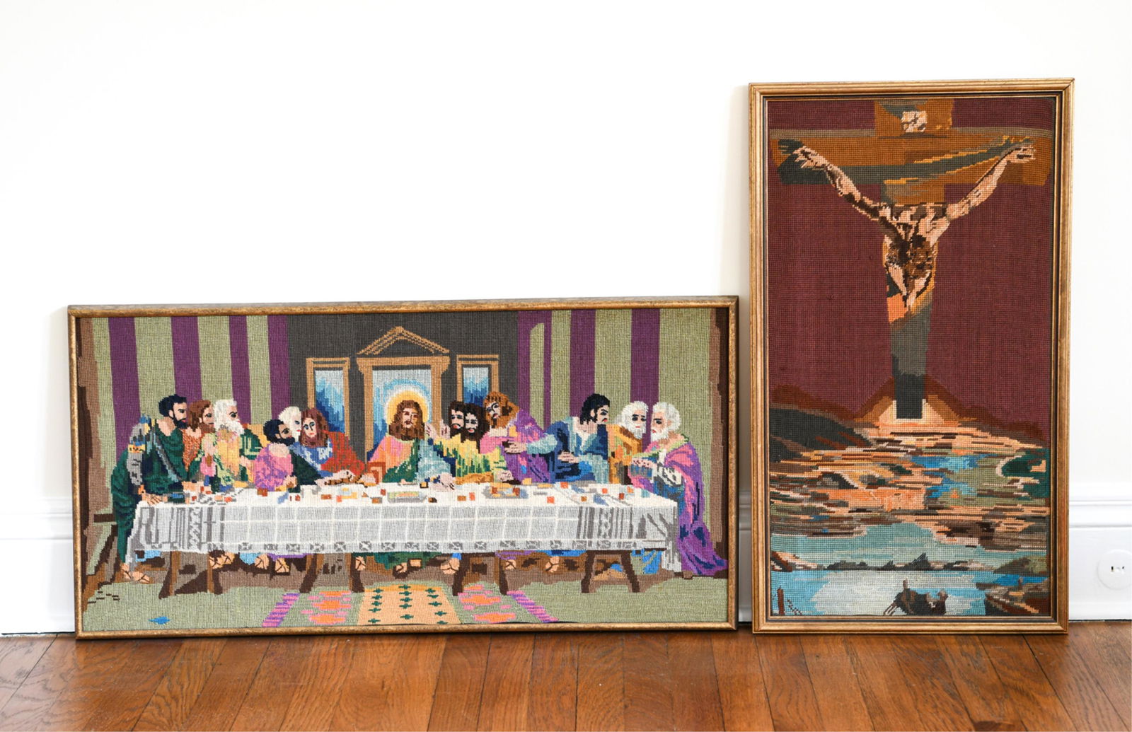 (2) VINTAGE JESUS THEME NEEDLEPOINT ART (1 of 6)