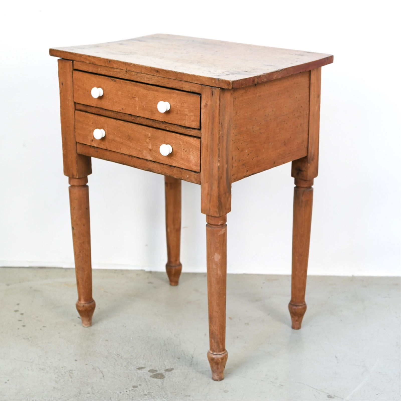 SMALL ANTIQUE PINE TWO-DRAWER TABLE (1 of 8)