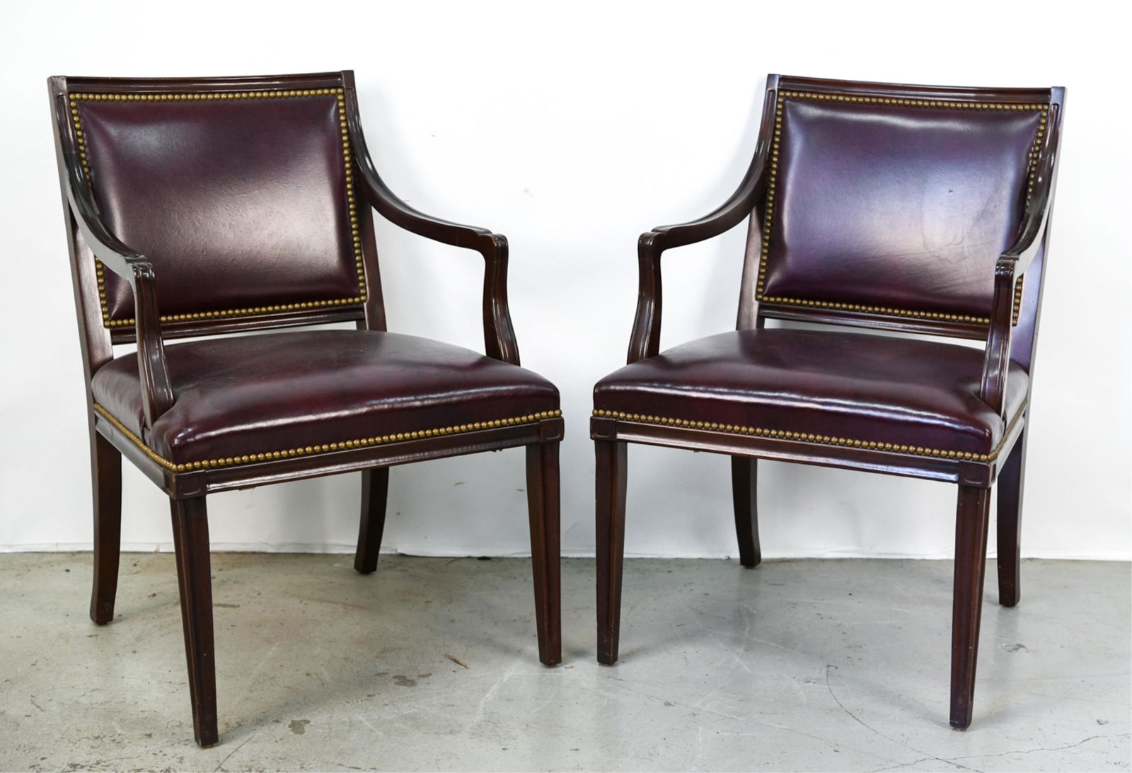 (2) STUDDED LEATHER ARMCHAIRS (1 of 8)