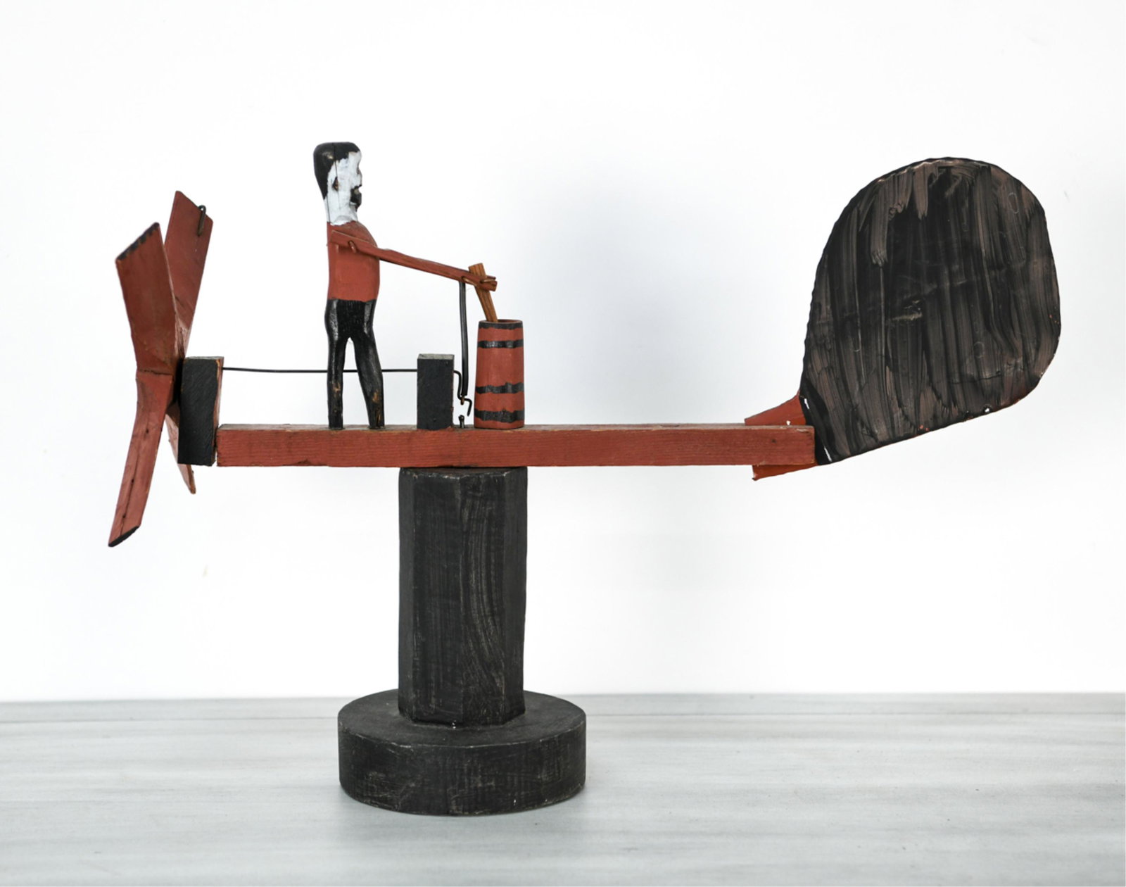 VINTAGE 20TH C. WHIRLIGIG: Dimensions: H 13" x W 19" x D 6” Condition: signs of age and use, working.