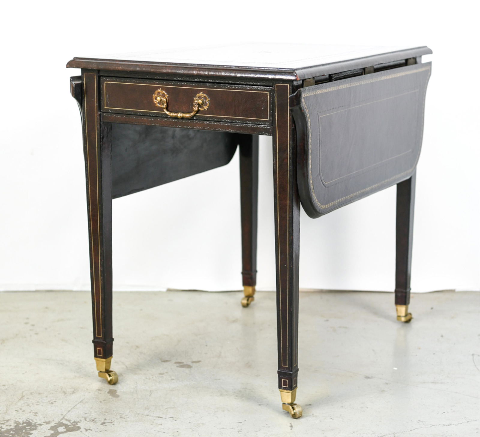 LEATHER TOP DROP LEAF TABLE (1 of 10)