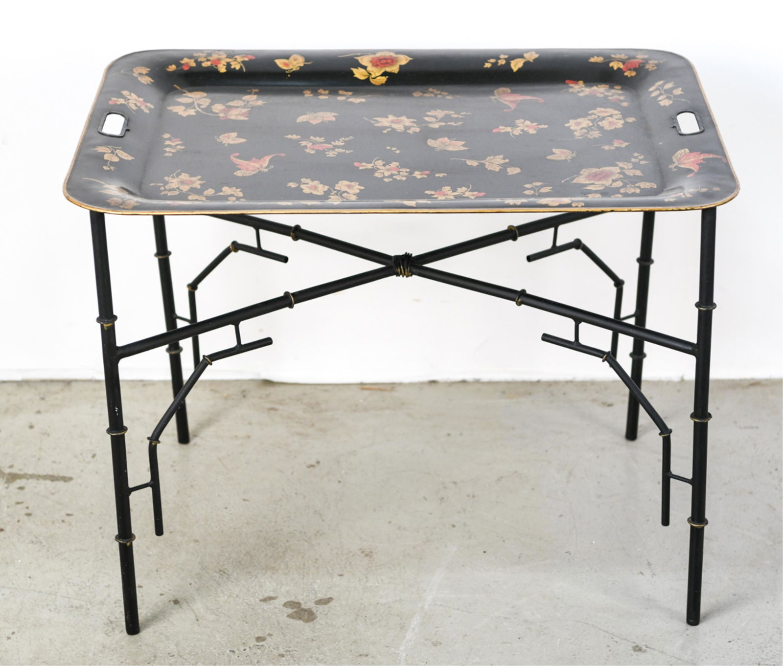 CHINOISERIE TOLE PAINTED TRAY & STAND (1 of 6)