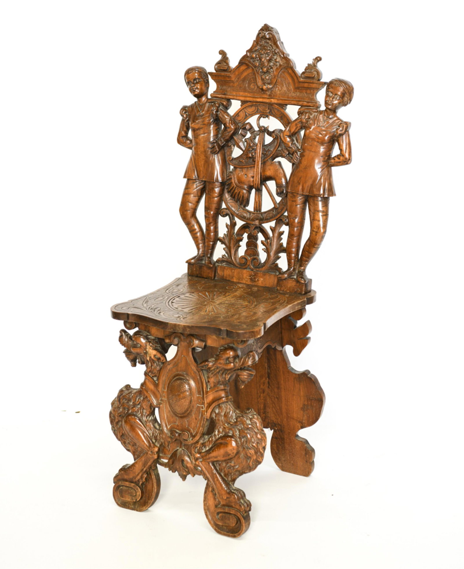 ANTIQUE FIGURAL CARVED SIDE CHAIR (1 of 13)