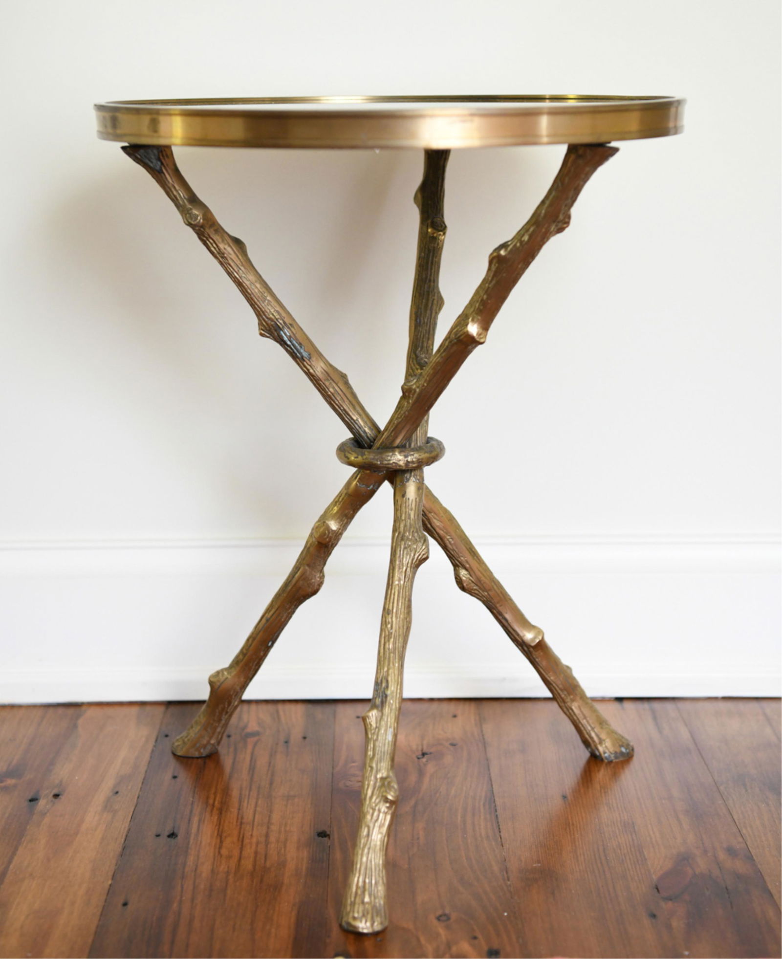 BRASS BRANCH TRIPOD MARBLE TOP SIDE TABLE (1 of 7)